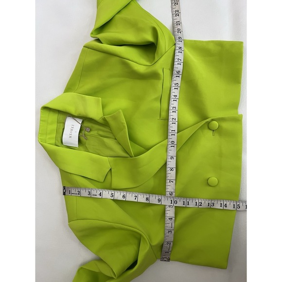 Meshki Luella Neon Green Women's Skirt Suit Cropped Blazer Small Casual Party - Picture 10 of 16